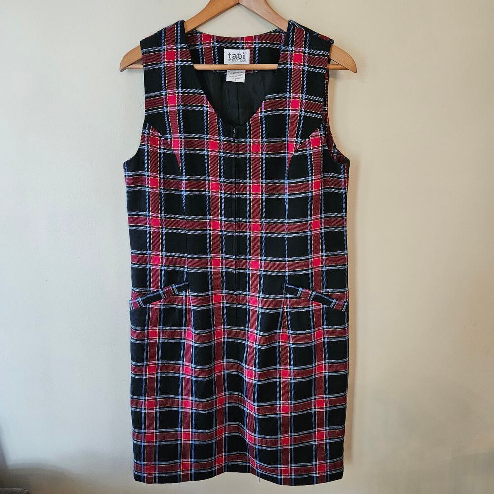 Vintage Plaid Jumper Dress Size 8 Tartan Tabi International Red Preppy Academia